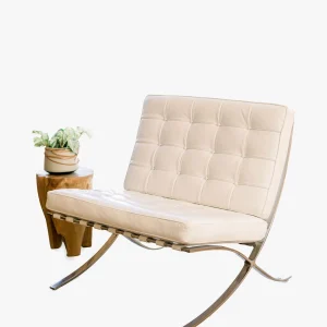 Poltrona moderna in pelle beige